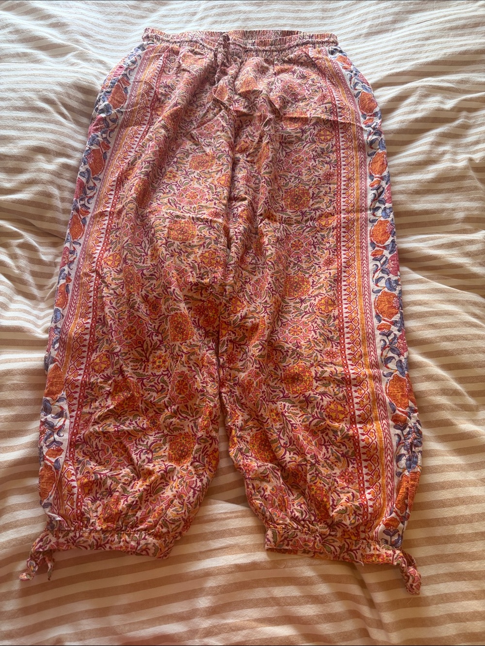 Rachel Zoe small pant jogger harem block print orange small